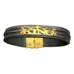 دستبند چرم مشکی نوشته KING - Image 13