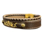 دستبند چرم قهوه‌ای مدل KING - Image 5