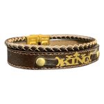 دستبند چرم قهوه‌ای مدل KING - Image 7